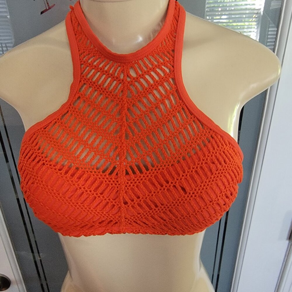 Xhilaration crochet high neck bikini top coral red - Picture 5 of 7